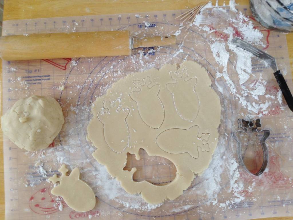 Here was my work station, because Sandy was also making her holiday treats, I had my corner of the table.