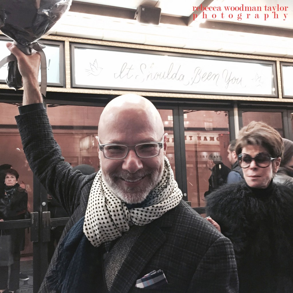 Ron in front of the Marquee outside the Brooks Atkinson Theater.